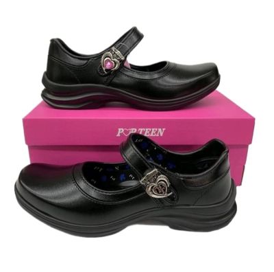 POPTEEN รองเท้านักเรียนสีดำผุ้หญิง รองเท้านักเรียนเด็กผู้หญิง รองเท้าคัชชูเด็กผู้หญิง รุ่น PT88