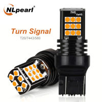 NLpearl 2ชิ้น Ba15s ไฟสัญญาณรถหลอดไฟ Led 3030 24SMD T20ไฟ Led 7443 W21 W21W ไฟสัญญาณเลี้ยวอัตโนมัติไฟถอยหลังไฟหลัง Led 5W 12V