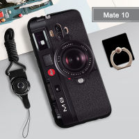 เคส TPU แบบนิ่มสำหรับ Huawei Mate 10เคสโทรศัพท์คลุมทั้งหมดสายรัดและฝามีที่ถือวงแหวนโทรศัพท์กันรอยขีดข่วนแบบแฟชั่น