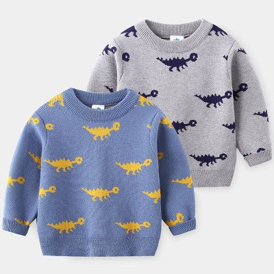 2023 Autumn Winter Warm 2 3 4 5 6 8 10 Years Children Cartoon Handsome Kids Long Sleeve Pullover Knitted Sweater For Baby Boys