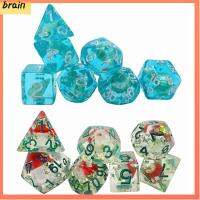 BRAIN 7Pcs/set เห็ดหอยสังข์ ลูกเต๋า DND 7-Die Table Game D4 D6 D8 D10 D12 D20 ลูกเต๋าเกม ทนทานต่อการใช้งาน อะคริลิค ลูกเต๋าหลายด้าน TRPG DND