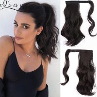 Synthetic Long Wavy Ponytail Hairpiece Wrap Around Clip in Pony Tail Hair Extensions Dark Brown Blonde Black Colors for Women