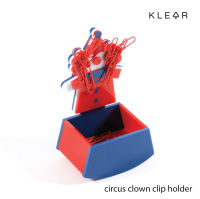 KLEAR Circus clown clip holder ที่เก็บคลิปหนีบกระดาษ กล่องเก็บอุปกรณ์บนโต๊ะ ติดแม่เหล็กอะคริลิค รูปตัวตลก ตัวเก็บคลิป ที่เก็บคลิปมีแม่เหล็กในตัว
