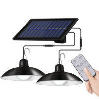 LED Solar Pendant Lamp LED Double Single Head Solar Power Light Remote Control Dimming Light For Outdoor Garage Garden Warehouse