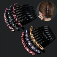 2022 Vintage Flower Crystal Hairclips Fashion Hair Combs Plastic Shiny Hairpins for Women Hair Accessories Bun Headdress