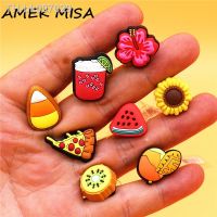 ﹍  Original 1pcs Chrysanthemum PVC Shoe Buckle Decorations Cute Watermelon Drink Sandal Accessories for Croc Jibz Kids Party Gifts