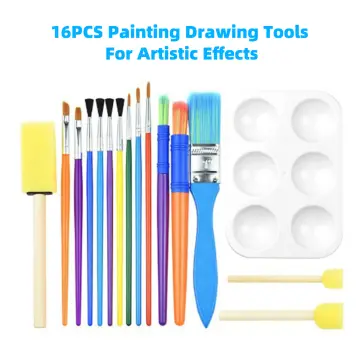 30 Pcs Painting Brushes Set Early Learning Kids Sponge Paint Brush Washable  Flower Craft Painting Shapes Stamps Drawing Tools for Kids Toddlers Gifts 