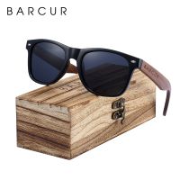 BARCUR แว่นตากันแดดกรอบไม้สีดำวอลนัทสำหรับผู้ชายคุณภาพสูงโพลาไรซ์แว่นตากันแดดผู้ชาย UV400แว่นตากล่องเดิม