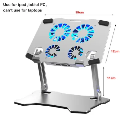 ขาตั้งฐานที่ระบายความร้อนแล็ปทอปแล็ปท็อปพับเก็บได้พัดลมโน้ตบุ๊กรองรับการปรับที่วางโน้ตบุ๊คแบบพกพาสำหรับ11-17.3นิ้วพร้อมพัดลม2/4