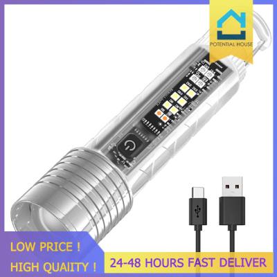 ไฟแบบพกพา COB/LED,ไฟส่องทางไกล1500MAh ไฟฉายจิ๋วไฟ USB Type-C แบบชาร์จไฟได้สำหรับเดินป่าตั้งแคมป์