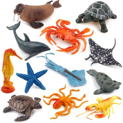 [12 big send 12 small] simulation model of Marine animals Marine world lobster crab dolphin shark toy for children