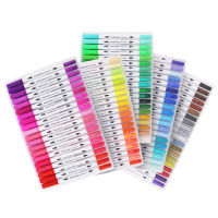 1224364880100PCS สี FineLiner วาดภาพวาดสีน้ำ Art Marker ปากกาสำหรับการประดิษฐ์ตัวอักษร Dual Tip แปรงปากกาโรงเรียน