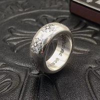 [TOP] Chrome Heart S925 Silver Rough Ring Cross Flower Ring Classic Style