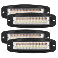 4pcs 7 Inch Dual-Color 100W LED Work Light Bar Flush Mount Flood Driving Fog Lamp