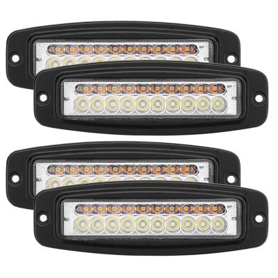 4pcs 7 Inch Dual-Color 100W LED Work Light Bar Flush Mount Flood Driving Fog Lamp