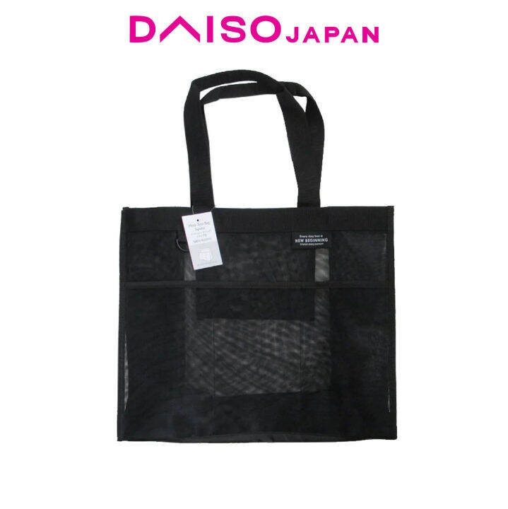 Daiso Black Square Mesh Tote Bag Lazada PH
