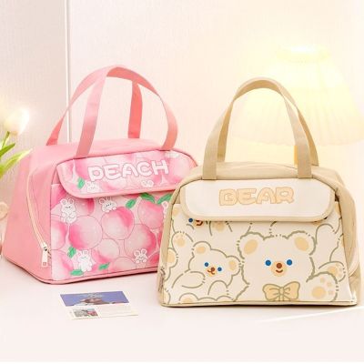 ▽﹊ New Thermal Lunch Box Children Cute Fruit Cartoon Print Insulated Food Storage Tote Travel Picnic Meal Pouch Kawaii Lunch Bags