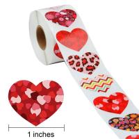 ❃ 50 500pcs/roll 1 1.5 Inches Cute Pattern Heart Envelope Sticker Seal Sticker Decorative Sticker Tape Round Stationery Label