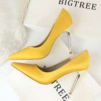 Logam Tumit Sepatu Wanita Sutra Tipis Pompa Tinggi Sbertumit Seksi Epatu Sepatu Hak Tinggi Kuning 34 42 43 Menunjuk Fashion Sepatu Wanita