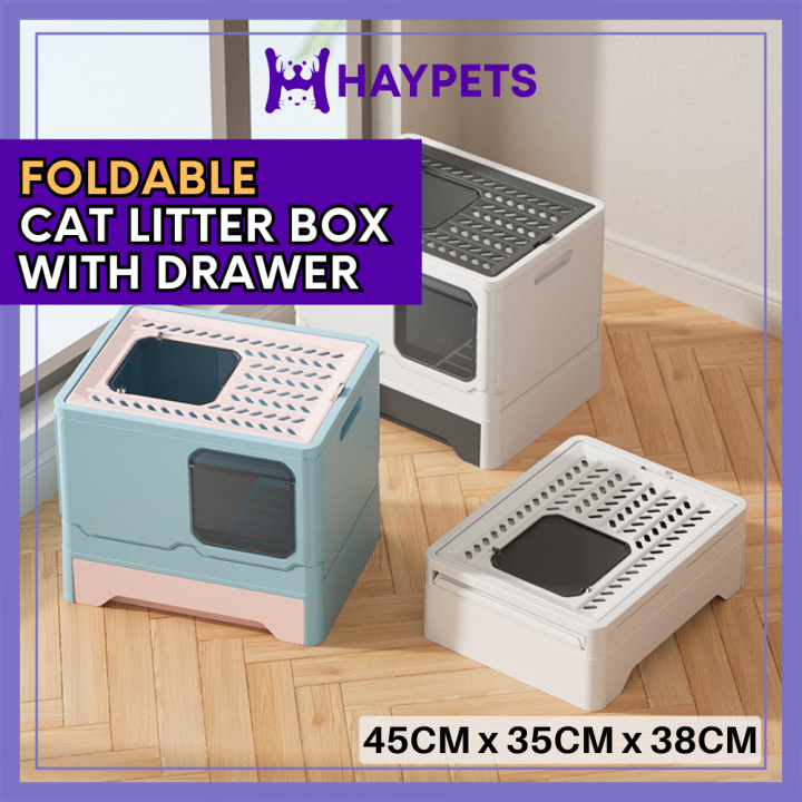 HAYPETS Foldable Cat Litter Box with Filter Tray Cat Toilet Box Pet