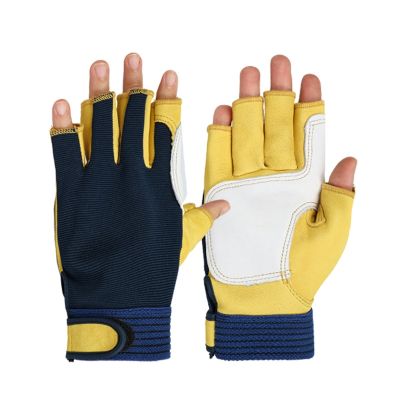 【CW】 Safety Protection Gloves Half Breathable Wear-resistant Outdoor Riding Courier Sheepskin