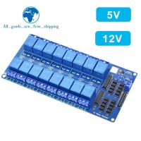 โมดูลรีเลย์ช่องสัญญาณ TZT 5V 12V 16ช่องสำหรับแขน Arduino รูป AVR DSP แผงรีเลย์อิเล็กทรอนิกส์สายพานแยกออปโต้คัปเปลอร์