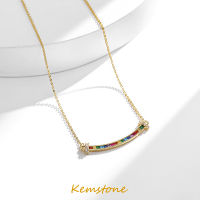 Kemstone Multicolor Crystal Smile Arc-Shaped หญิงชุบทองจี้สร้อยคอเครื่องประดับสำหรับของขวัญสตรี