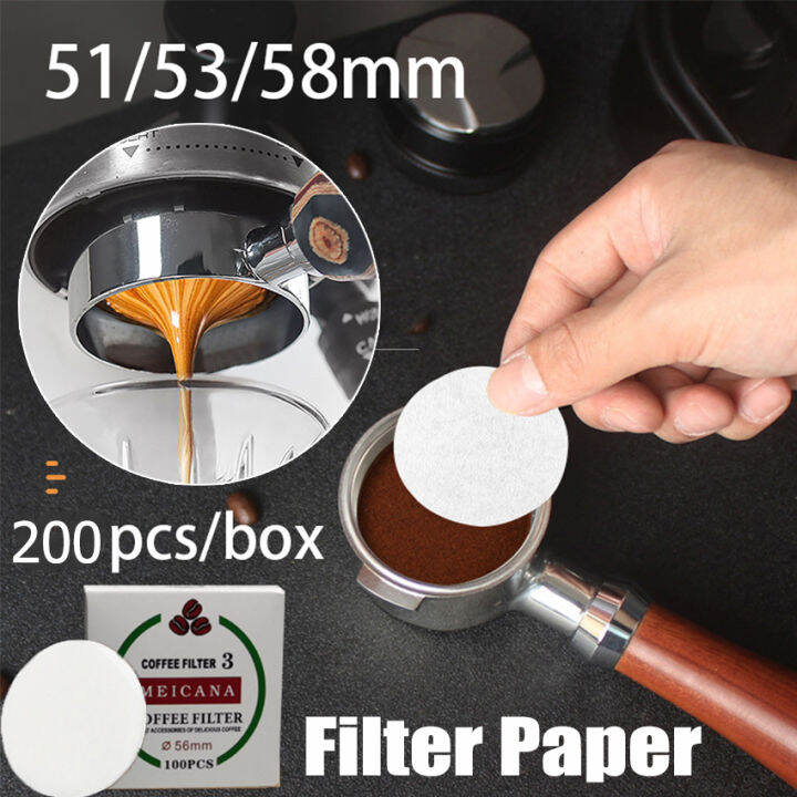 200Pcs 51/53/58mm Coffee Powder Bowl Filter Paper Round Secondary Water