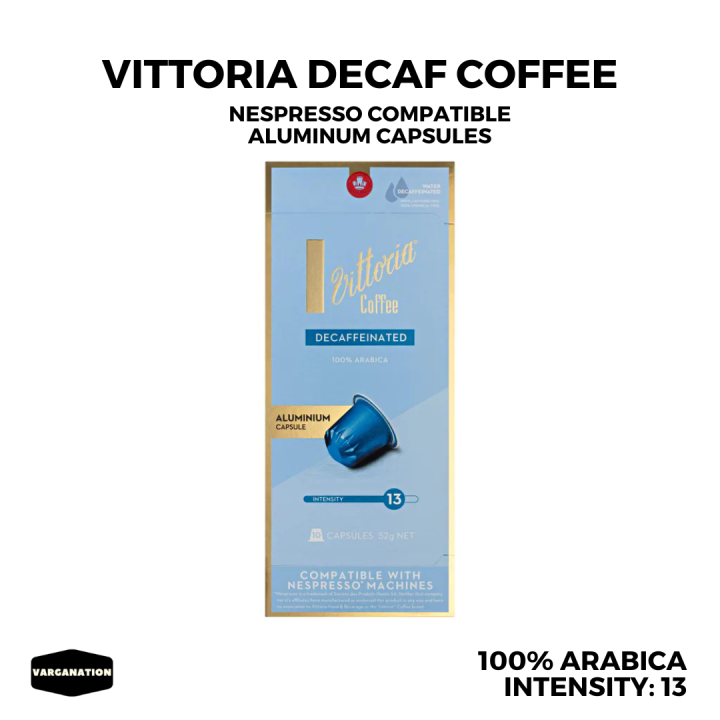 DECAF Vittoria Coffee Capsules Decaffeinated Pods Nespresso Compatible 100 ARABICA 10 Aluminum