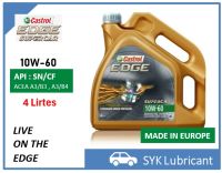 Castrol EDGE Supercar 10w-60 API:SN/CF ACEA A3/B3, A3/B4 ขนาด 4 ลิตร คาสตรอล เอจ ซูเปอร์คาร์ เครื่องยนต์เบนซิน สังเคราะห์ 100% สำหรับเครื่องยนต์เบนซิน MADE IN EUROPE