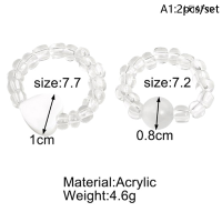 ?LFjAFvc? 2ชิ้นโบฮีเมียลูกปัดคริสตัลแหวนสำหรับผู้หญิงโอปอลหัวใจปรับเชือกโซ่แหวนนิ้วแฟชั่นเกาหลีฤดูร้อนชายหาดเครื่องประดับ