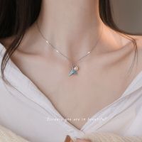 S925 Sterling Silver Blue Fish Tail Necklace Pearl Whale Accessories Personalized And Creative Dolphin