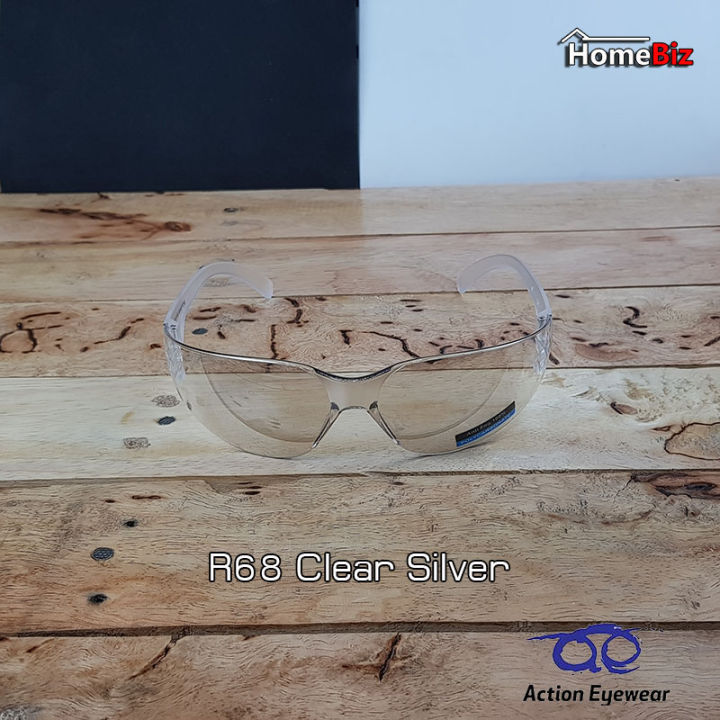 action-eyeware-รุ่น-r68-clear-silver-แว่นใส2020-แว่นตานิรภัย-แว่นตากันuv-แว่นขี่จักรยาน-แว่นตากันลม-กันฝุ่น-กันน้ำลาย