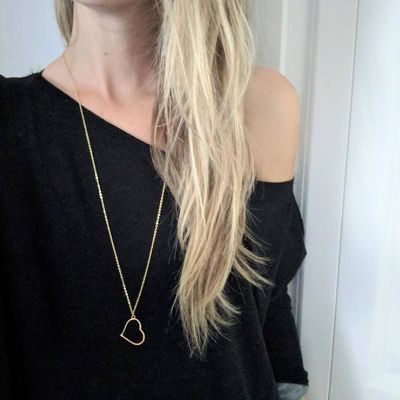 Gold Color Heart Necklace Sweater Chain for Women NEW Simple Long Pendant Necklaces Collares Female collier femme Jewelry Gift