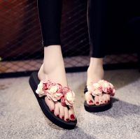 summer new flowers flip-flops ms leisure slippers female flat beach shoes