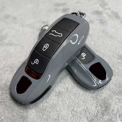 เคสกุญแจรถยนต์สีเทา3ส่วน/ชุดสำหรับพอร์ช Panamera พริกป่น Boxster Cayman 718 911ฝาครอบกุญแจรีโมตพวงกุญแจปลอก Fob