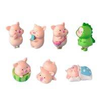 7Pcs Pig Plastic DIY Home Decoration Figurines Landscape Accessories Fairy Garden Miniatures