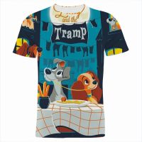 2023 New Lady And The Tramp เสื้อยืด3D พิมพ์เด็ก T เสื้อแฟชั่นฤดูร้อนการ์ตูนเสื้อยืดเด็กผู้หญิงรอบคอเสื้อยืด Tops