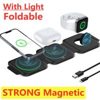 ▤✣ 3 In 1 Magnetic Wireless Charger Pad Phone Chargers Stand For iPhone 14 13 12 Airpods Apple Watch 15W Fast Charging Dock Station