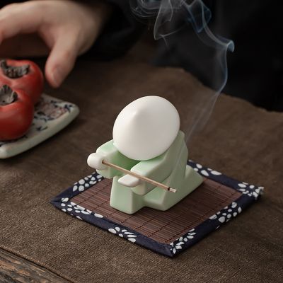 Figurine Incense Stick Holder Ceramic Incense Burners Samurai Incense Tray Decor for Home Tea House Yoga Studio Statue