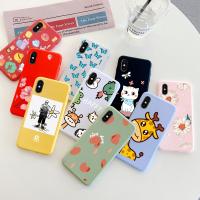 ♚▥ For iPhone X XR XS Case Silicone Soft TPU Cartoon Painted Matte Shell Cute Animal Pattern For iPhone Xs Max Phone Cover