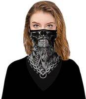 หน้ากากโม่งฮาโลวีน3D Bandana Face Unisex Black Skull ปาร์ตี้ชุดแฟนตาซีาราบรื่นคอ A6