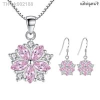 № Fanqieliu Stamp 925 Silver Needle Vintage Flower Earrings Crystal Pendant Necklace Jewelry Set For Women New FQL22184