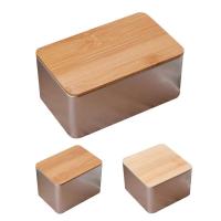 Stackable Tinplate Storage Box with Bamboo Lid Iron Delicate Lightweight Square Money Coin Candy Storage Holder Cute Case Decor Storage Boxes