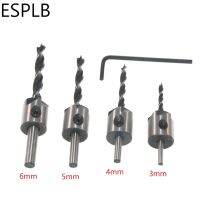 Esplb 4ชิ้น3มิลลิเมตร-6มิลลิเมตร Hss 5ขลุ่ยชุดดอกสว่านเจาะอ่างเคาน์เตอร์ Chamfer Reamer เครื่องมือสว่านสำหรับงานไม้