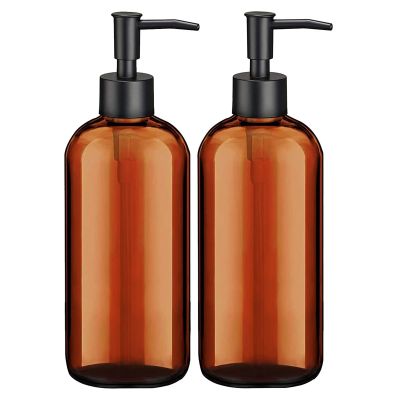 Amber Soap Dispenser with Pump, (2 Pack,16 Oz), Soap Dispenser Bathroom, Hand Soap Dispenser Dish Soap Dispenser