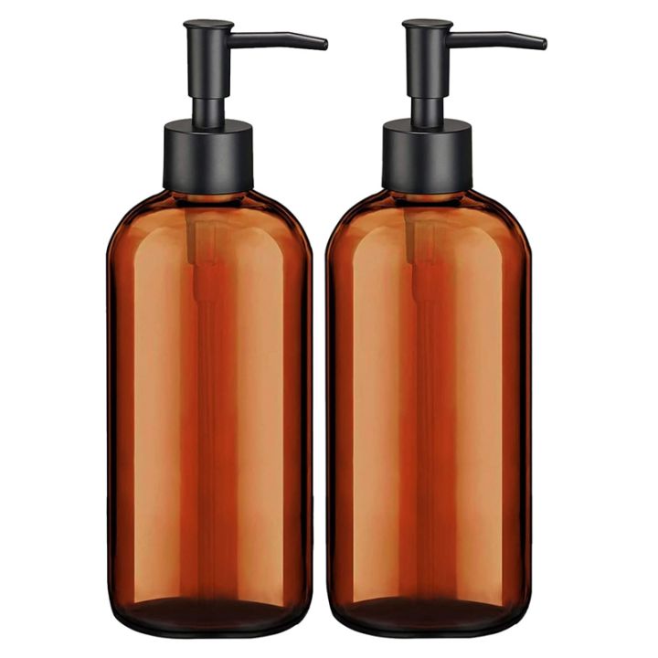 amber-soap-dispenser-with-pump-2-pack-16-oz-soap-dispenser-bathroom-hand-soap-dispenser-dish-soap-dispenser