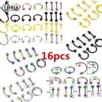 8/16PCS Stainless Steel Fashion 16G Titanium Anodized Body Jewelry Helix Piercing Ear Eyebrow Nose Lip Captive Rings