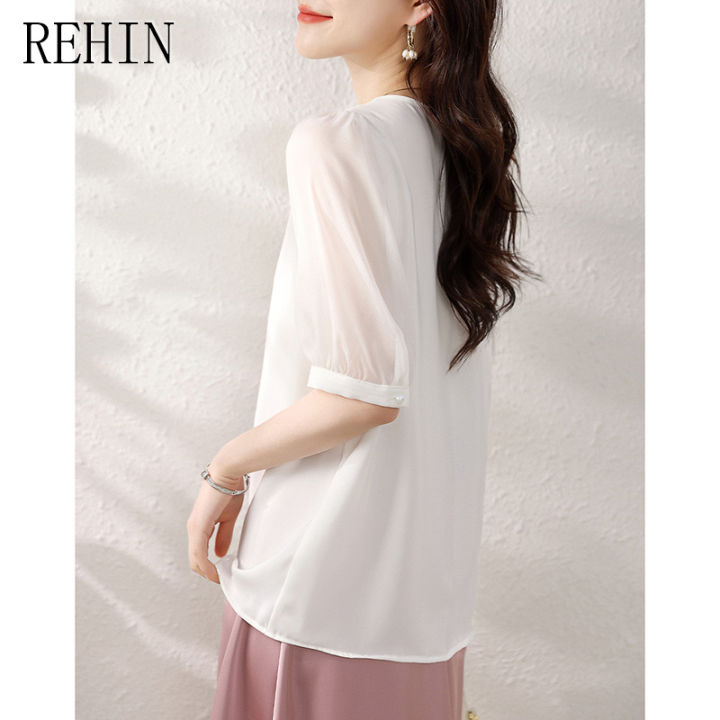 rehin-เสื้อแขนสั้นปะต่อคอวีแต่งระบายสำหรับผู้หญิงใหม่ฤดูร้อน