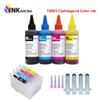 【support】 mjrtup T0921N หมึกสำหรับ Epson CX4300 TX117 C91 TX106 TX109 T26 T27ตลับ T0921รีฟิลได้ + หมึกเติมเครื่องพิมพ์100มล.